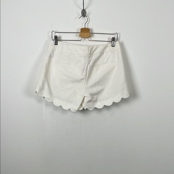 J Crew Linen Blend 2 Pocket  White Scalloped Hem Mid Rise Women's 4 Shorts NWT - Picture 5 of 9